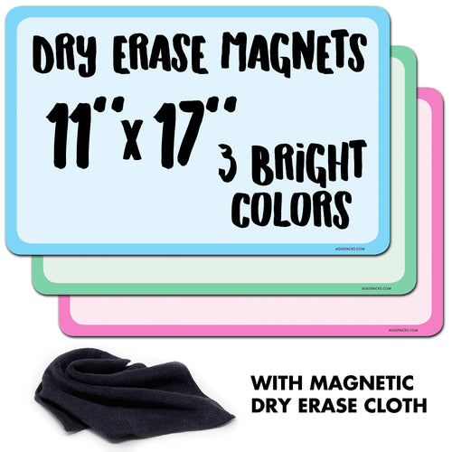 AgilePacks Giant - Large 11x17 Magnetic Dry Erase Magnets (3-Pack)